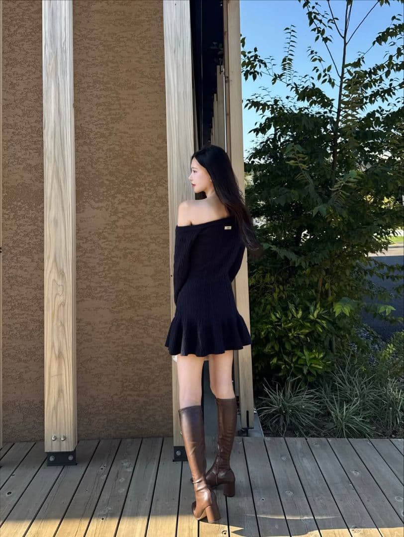 完売 YILON ♡ One shoulder cable knit op