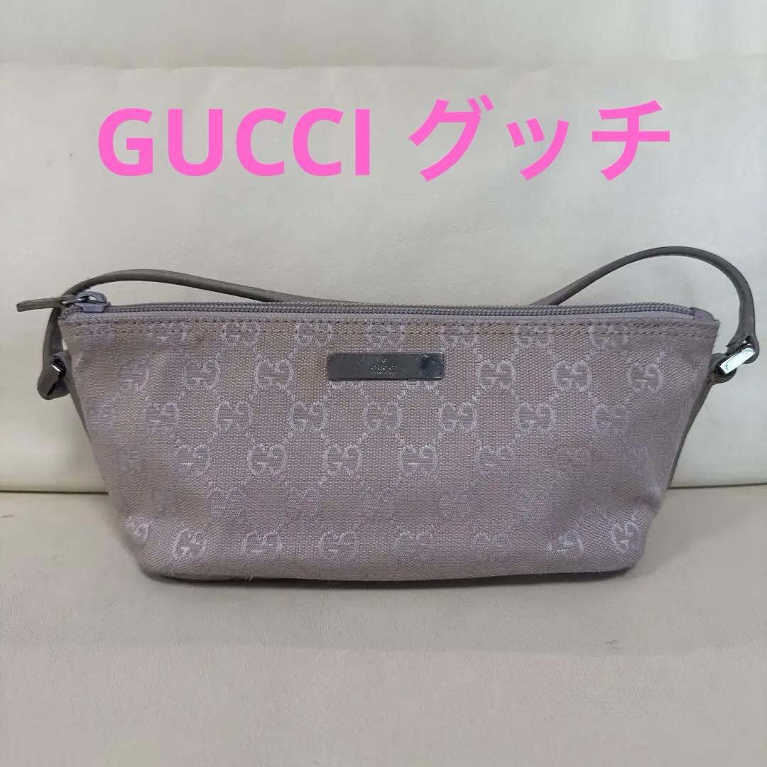 【美品】GUCCI グッチ アクセサリーポーチ GGキャンバス ハンドバッグ