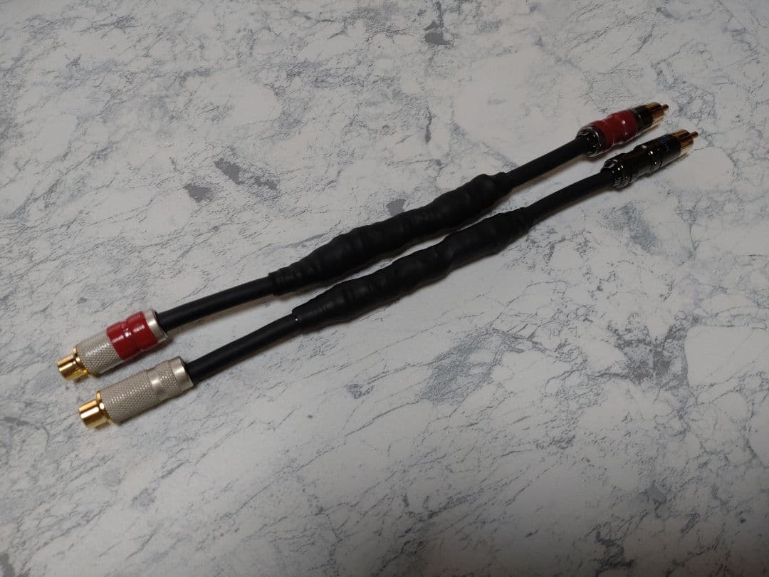 【新型】30段式カタパルトRCA中継ケーブル　25cm ペア　【オーディオ用】