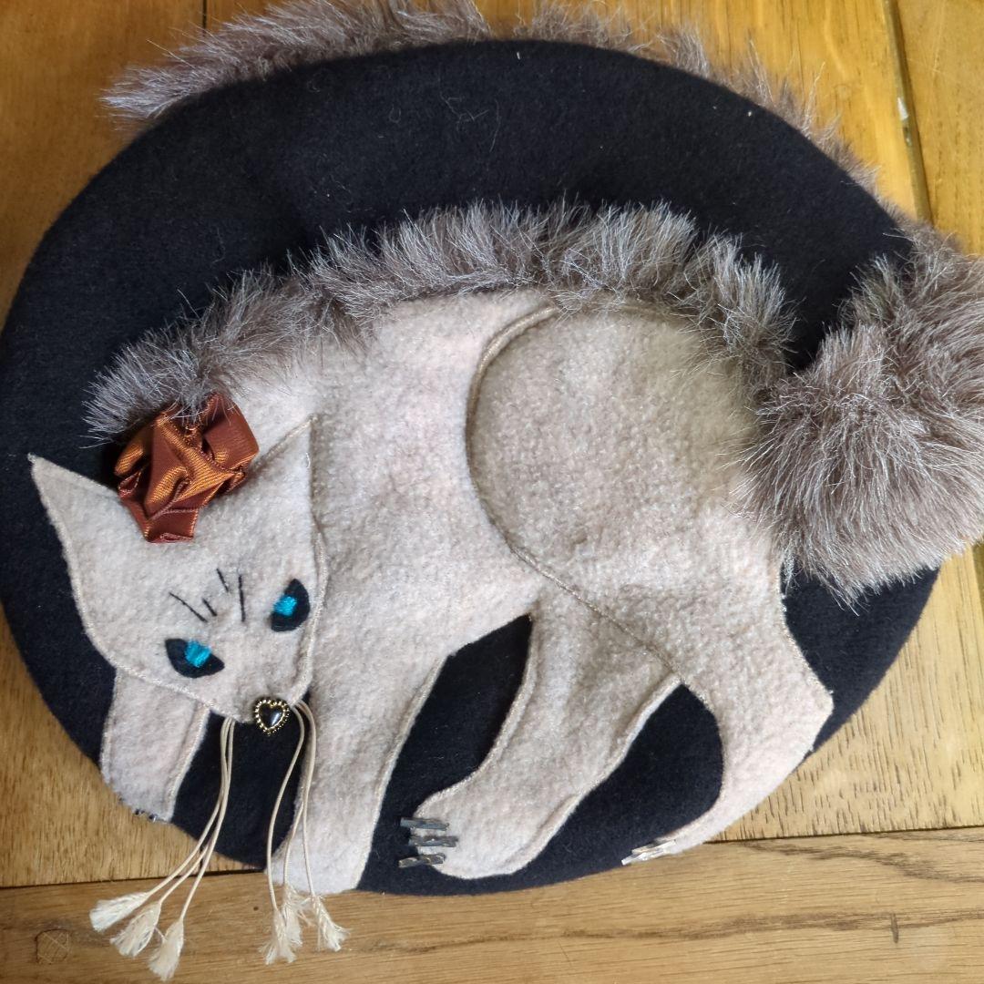 猫デザイン ベレー帽
