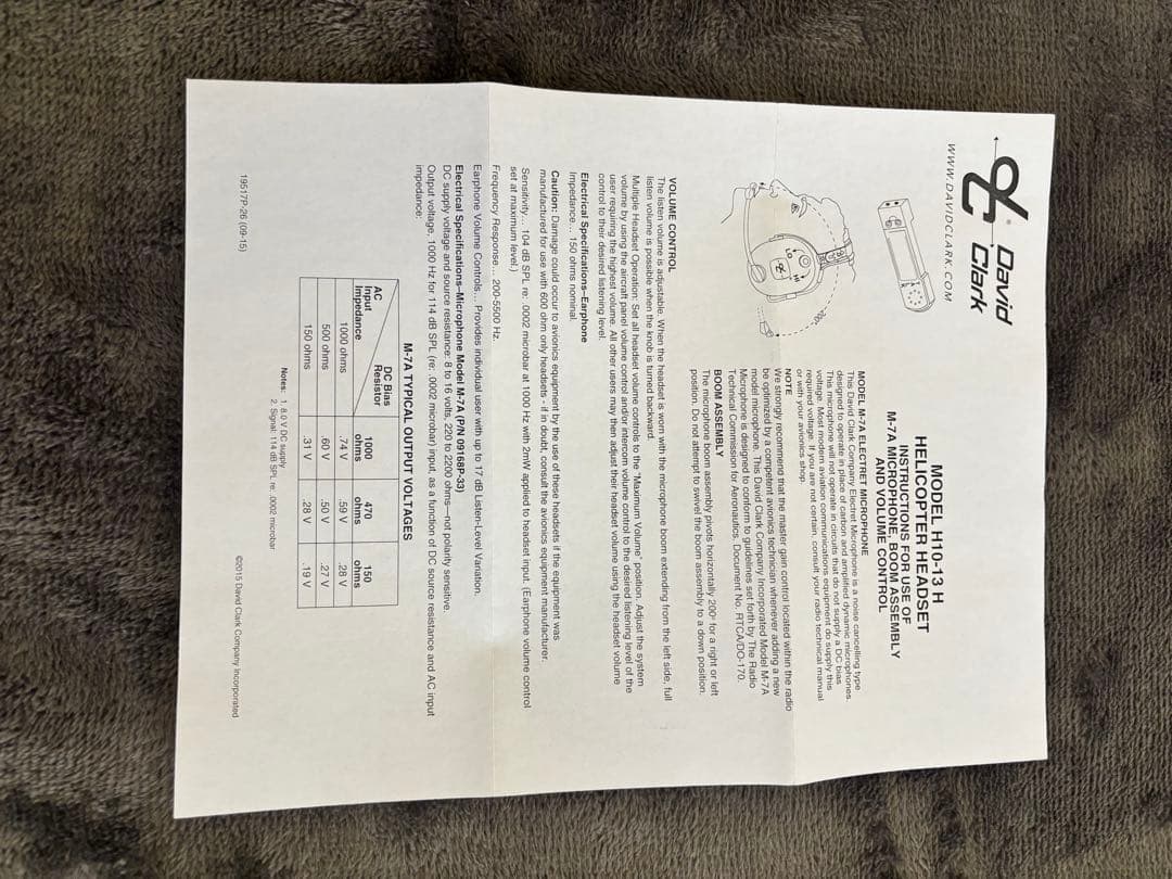 DAVID CLARK デビッドクラーク 航空機用ヘッドセット