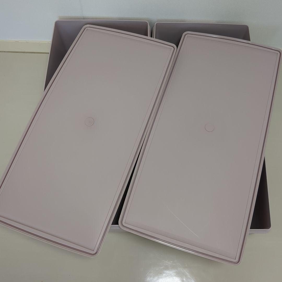 【2個セット】タッパーウェア　ディープロングスーパーケース　収納　ピンク