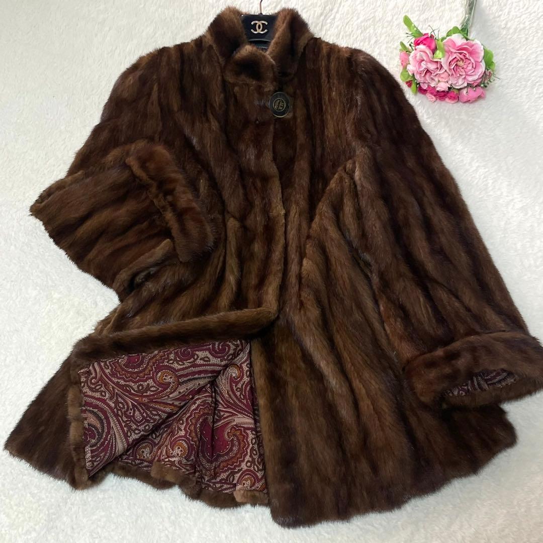 なめし柔らか◎デミバフミンク 本毛皮 ファーコート XL相当 リアルファー