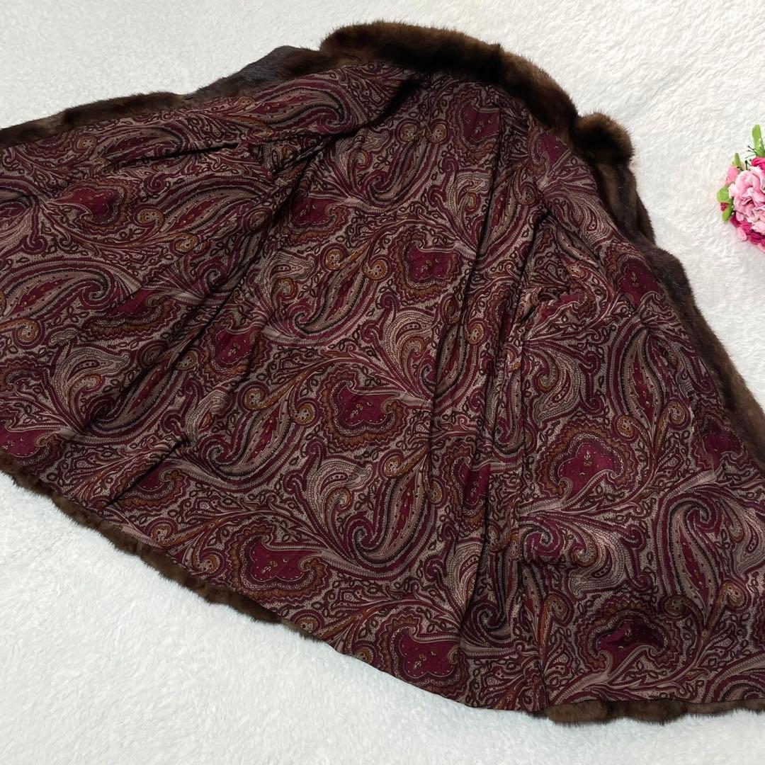 なめし柔らか◎デミバフミンク 本毛皮 ファーコート XL相当 リアルファー