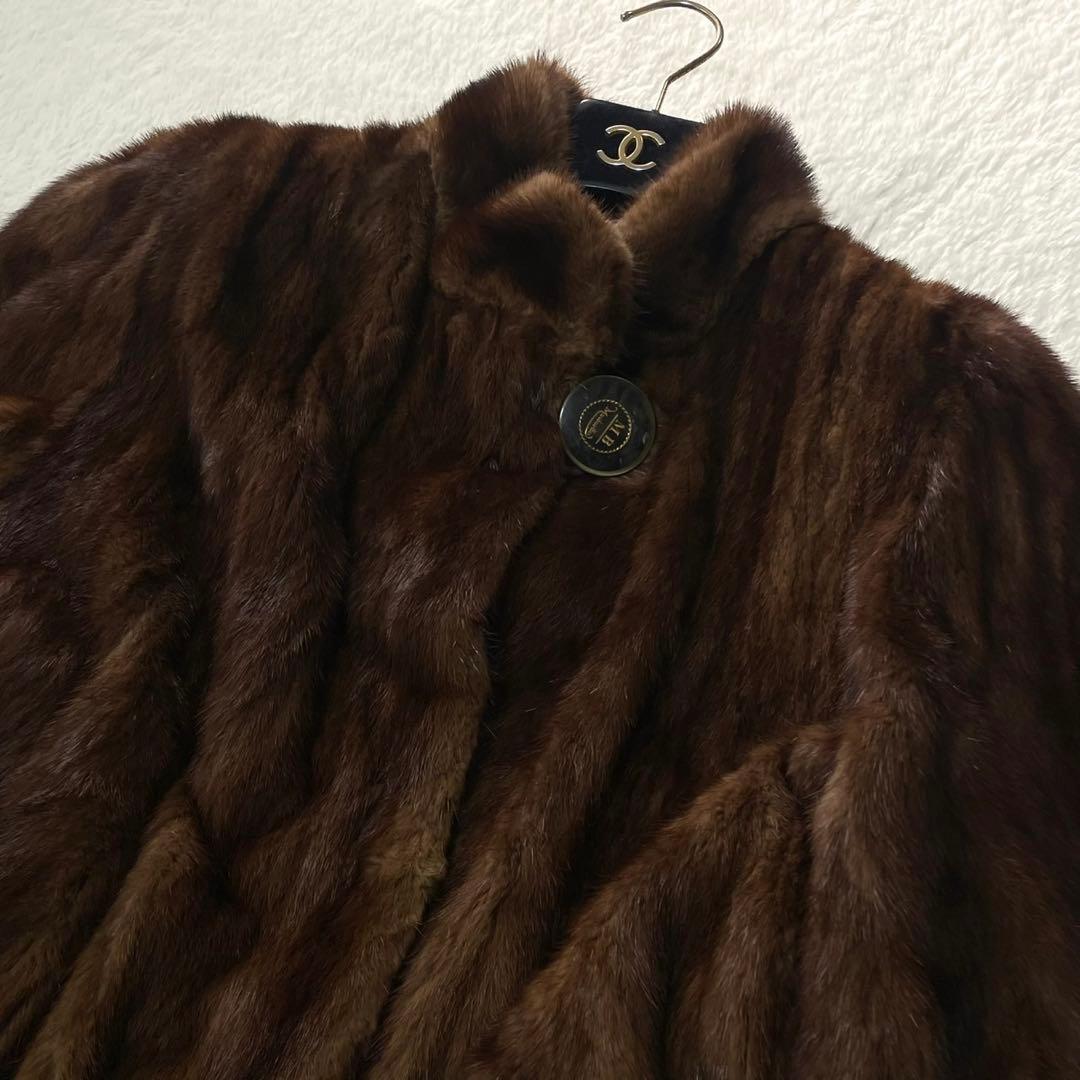 なめし柔らか◎デミバフミンク 本毛皮 ファーコート XL相当 リアルファー