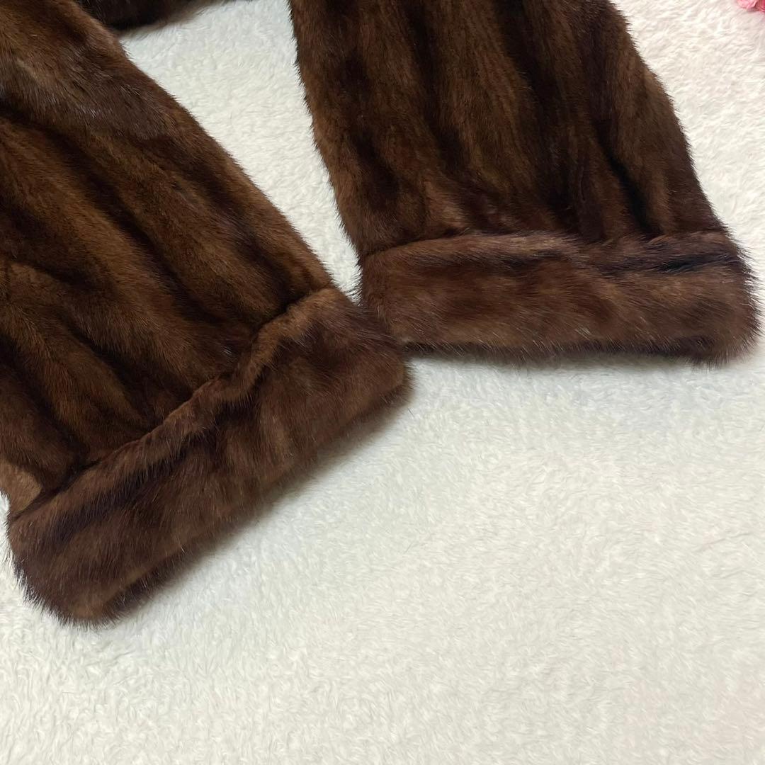 なめし柔らか◎デミバフミンク 本毛皮 ファーコート XL相当 リアルファー
