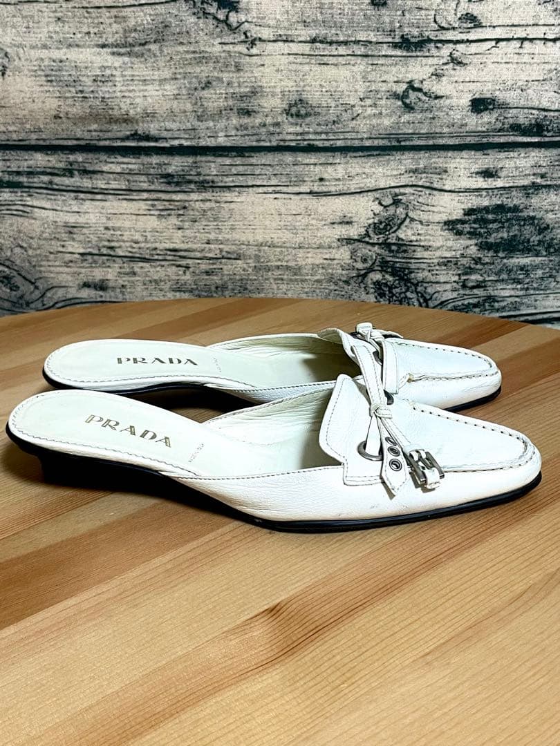 PRADA プラダ ミュール 白 ホワイト 35 22.5cm相当