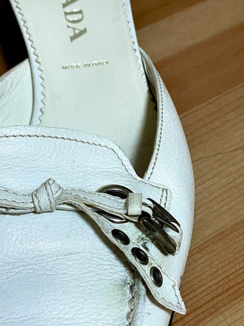 PRADA プラダ ミュール 白 ホワイト 35 22.5cm相当