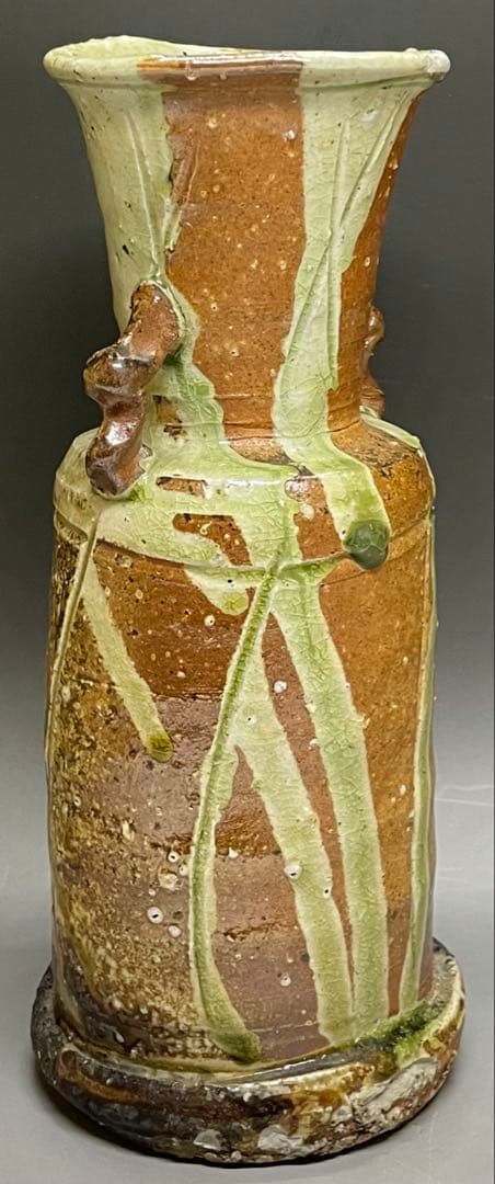 伊賀焼　古伊賀　耳付花入　即中斎書付　割銘　d077