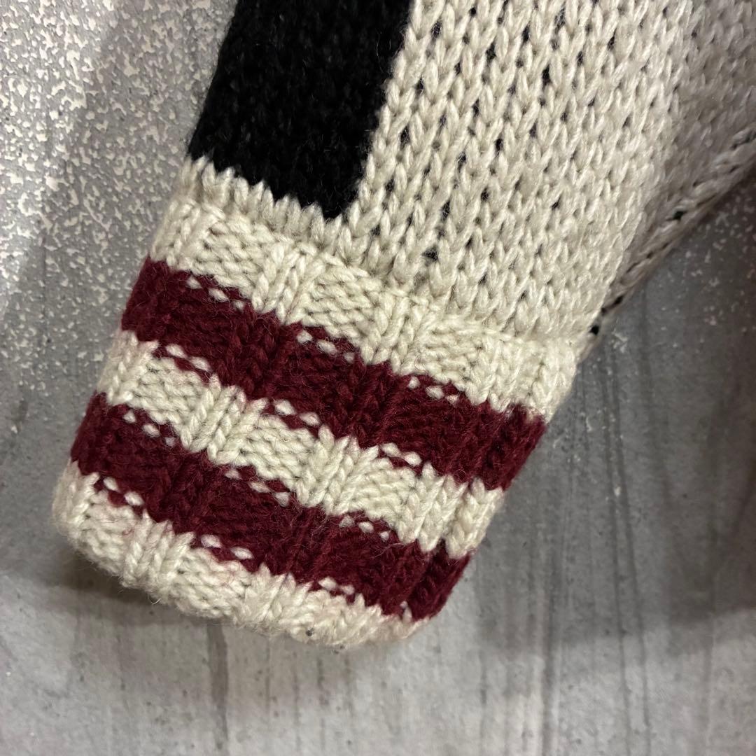 【最高デザイン】ヒューストン　ビッグタイガーロゴ　カウチンジップニット　L