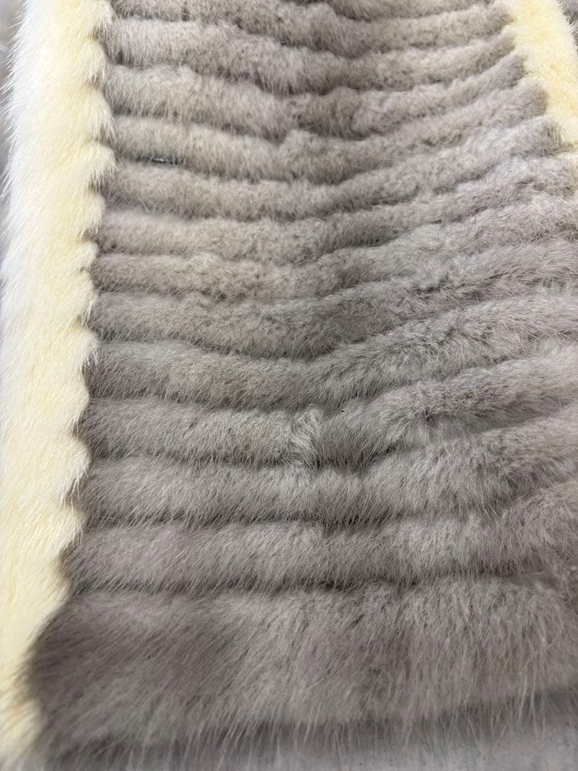 サファイアミンク 毛皮ジャケット リアルファー グレー×ホワイト サイズ13