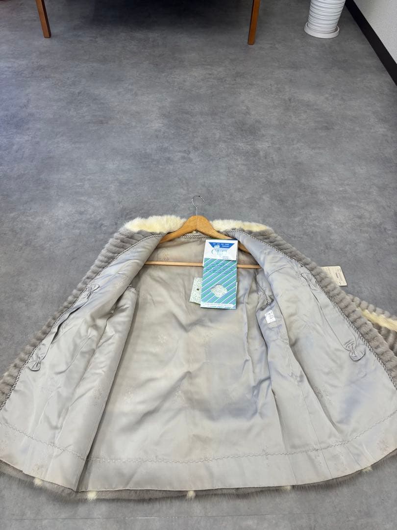 サファイアミンク 毛皮ジャケット リアルファー グレー×ホワイト サイズ13