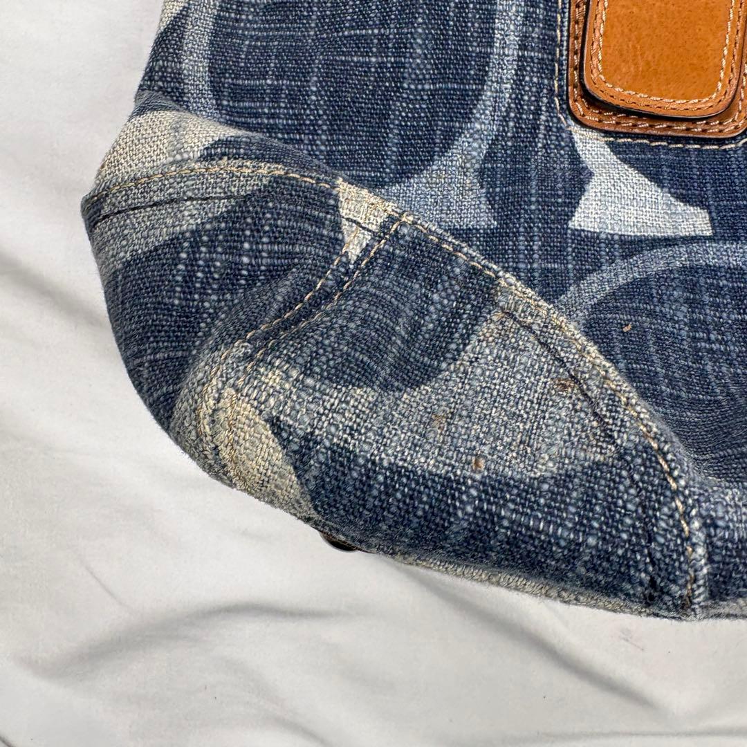 COACH コーチ ハンドバッグ トート 肩掛け デニム シグネチャー 編み込み