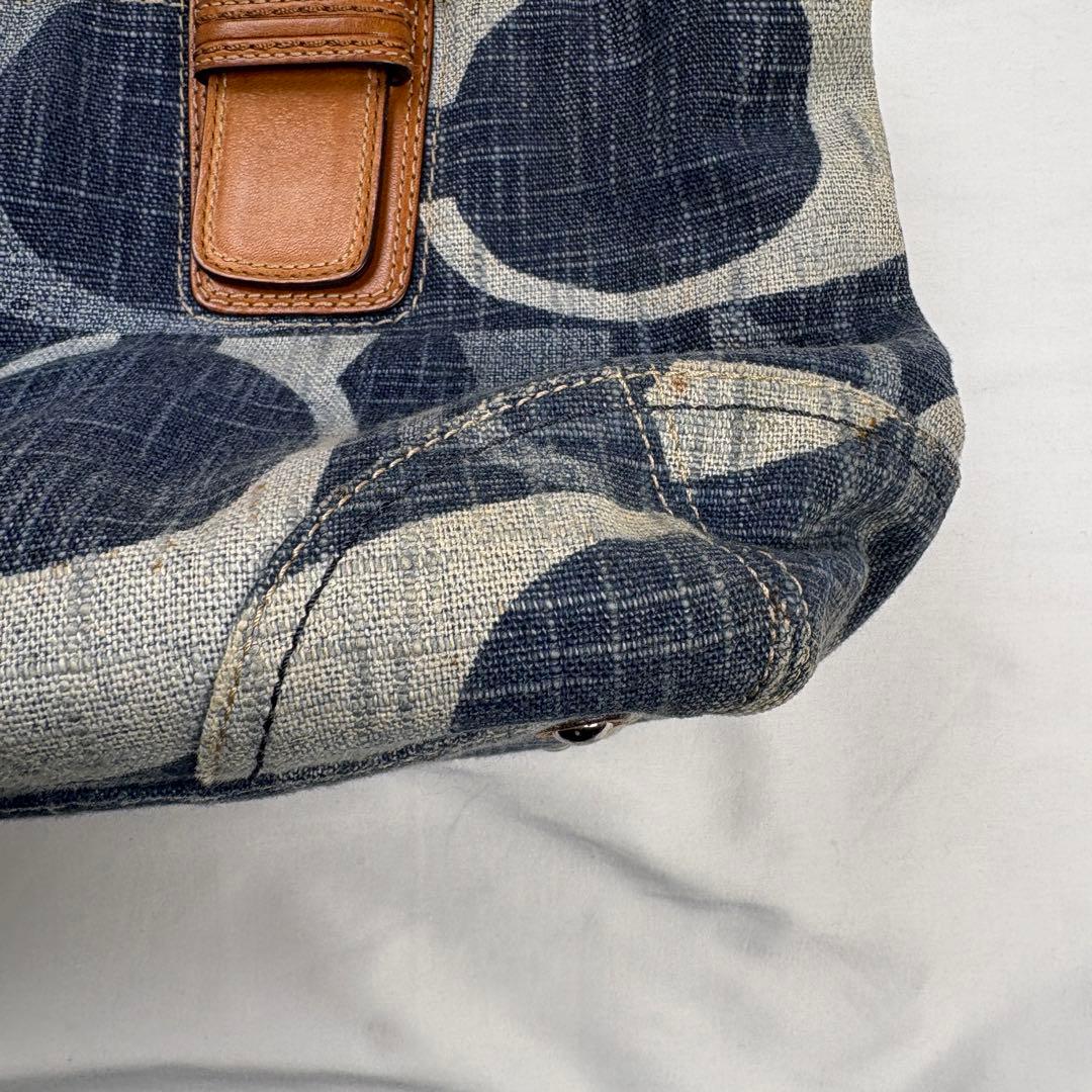 COACH コーチ ハンドバッグ トート 肩掛け デニム シグネチャー 編み込み