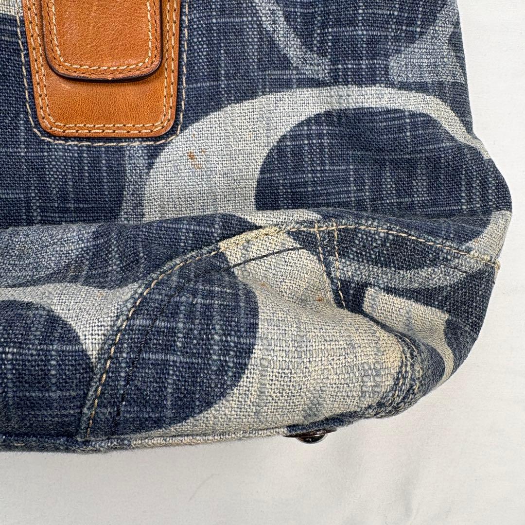 COACH コーチ ハンドバッグ トート 肩掛け デニム シグネチャー 編み込み