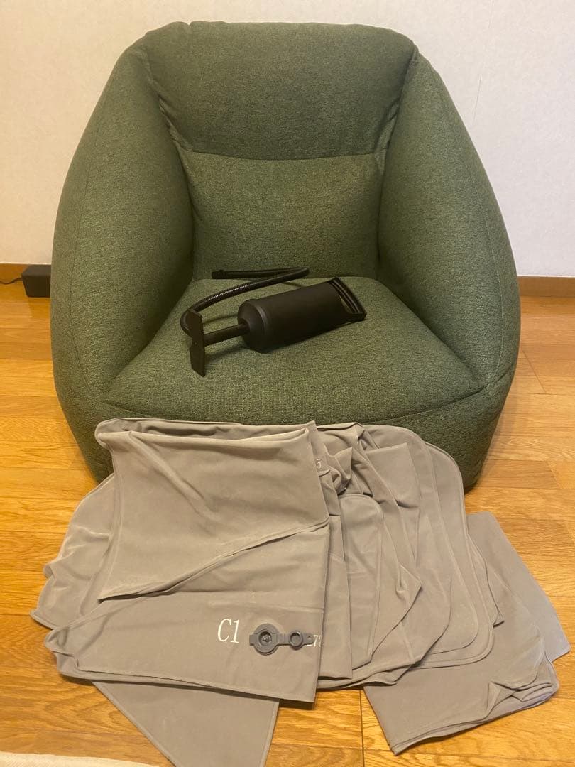 【今週末まで値下げお得】無印良品　空気でできたソファ、予備用エアタンク5点セット