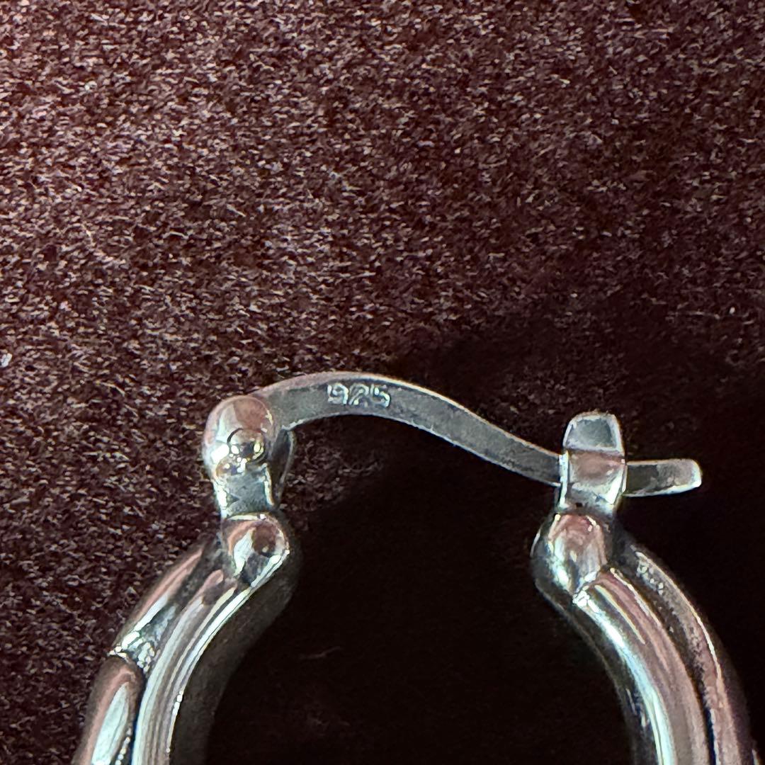 シルバー925 silver 唐草彫りフープピアス/軽研磨仕上げ/両耳