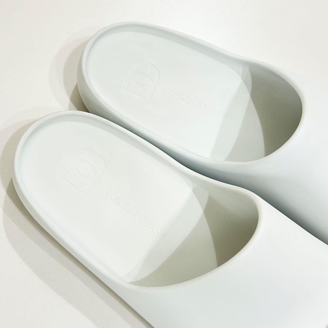 ドルチェ&ガッバーナ スライドサンダル 厚底 シルバーロゴ ホワイト 43