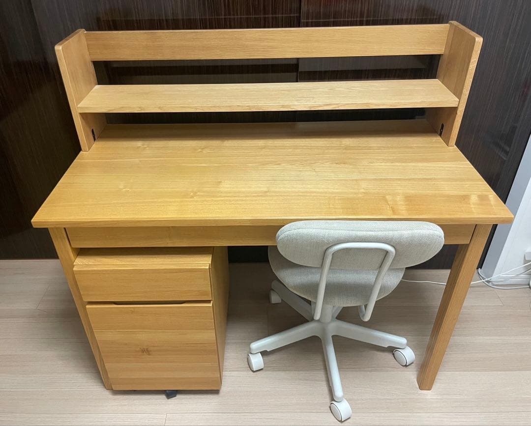 無印良品 木製デスク・キャビネット・上置き・ワーキングチェア 4点セット