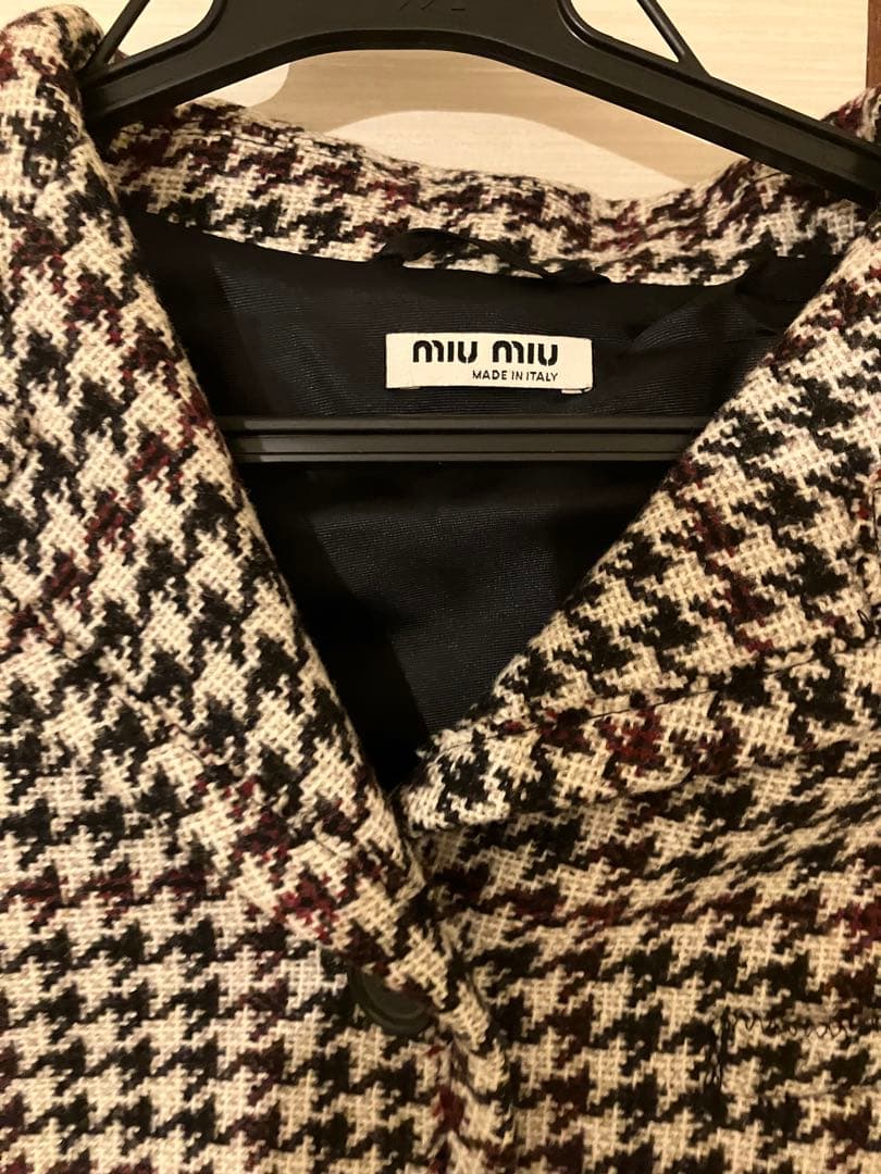 ミュウミュウ　シングルジャケット ツイード 千鳥格子 ハウンドトゥース