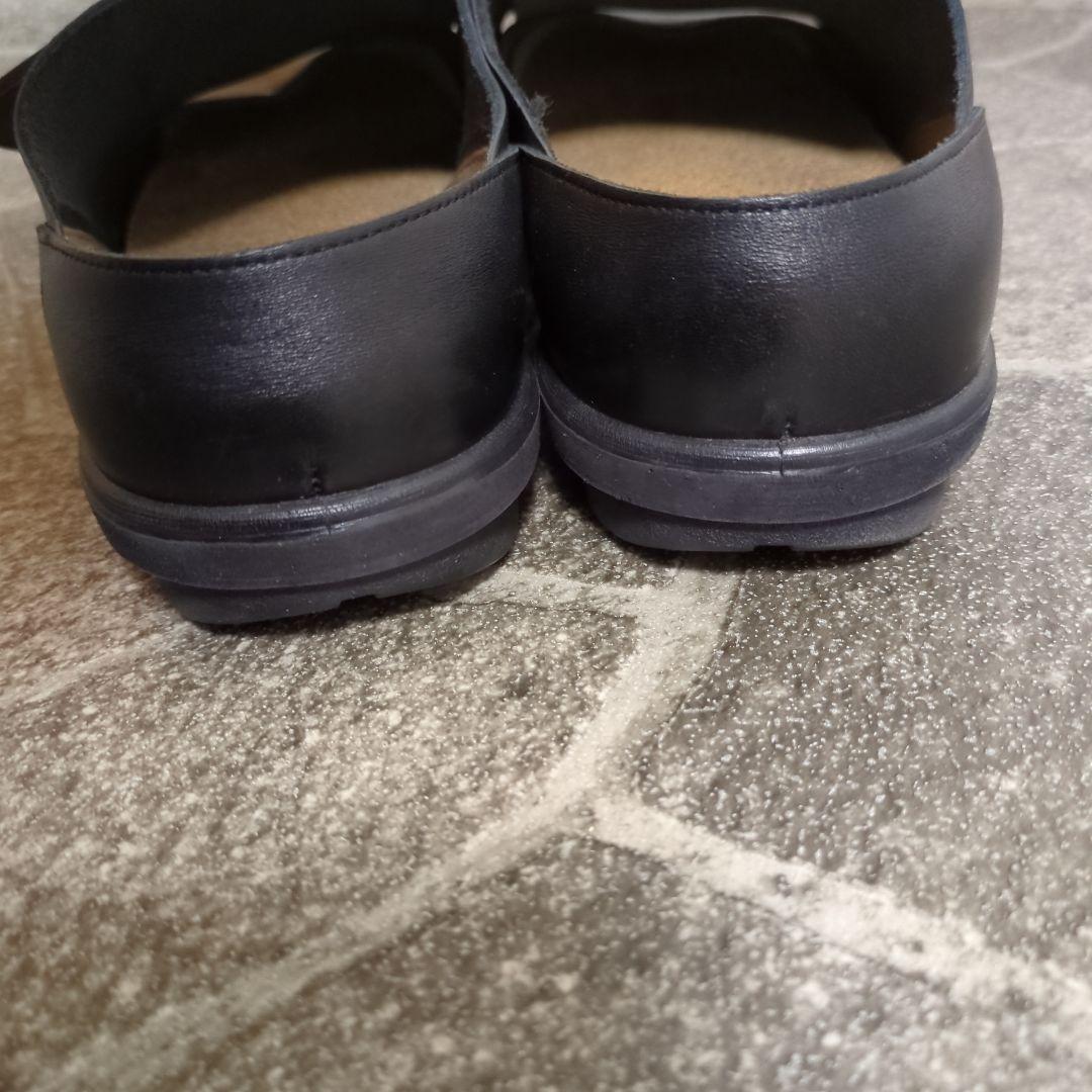 【美品】ムーンスター レザーサンダル 28cm ブラック 本革