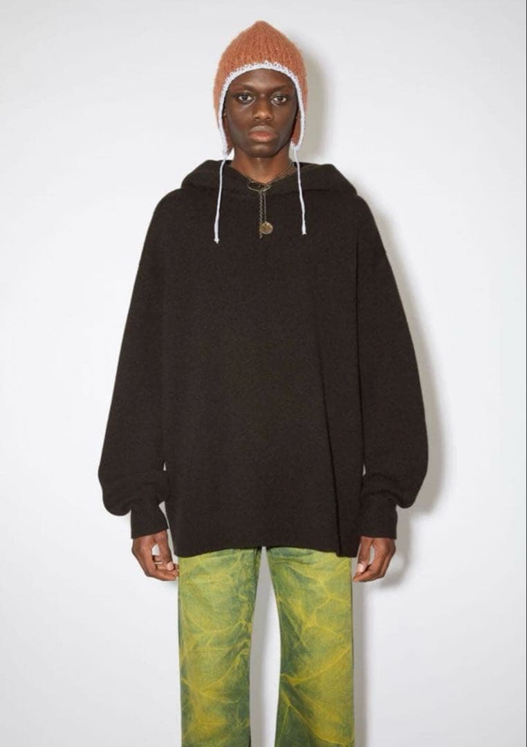 Acne studios ウールカシミア ニット フーディ ダークブラウン