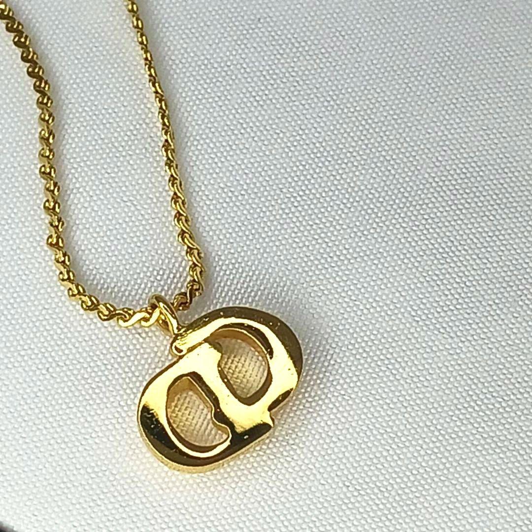 ​【美品/刻印有】Christian Diorネックレス CDロゴ ゴールド希少