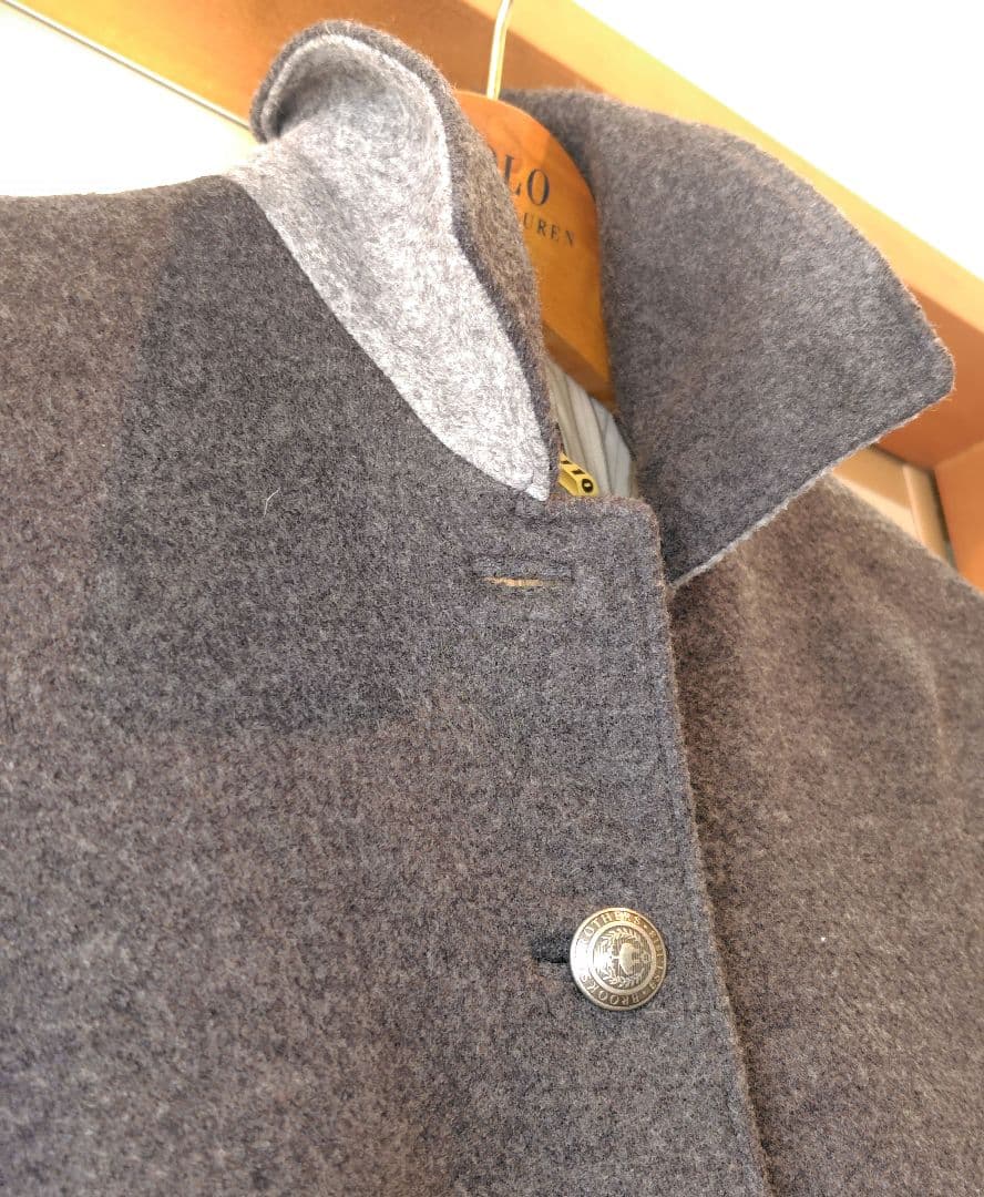 美品★Brooks Brothers ポンチョ ケープコート　ロゴボタン　グレー