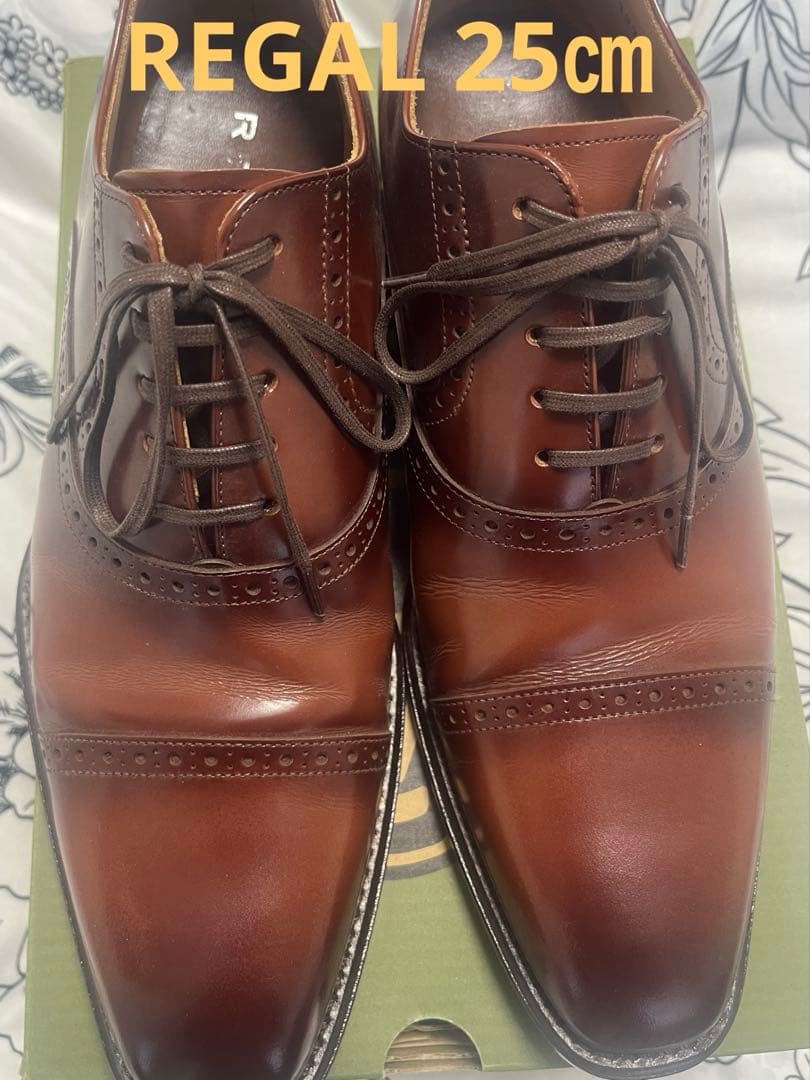 【美品】REGALリーガル ストレートチップ ブラウン茶 25cm