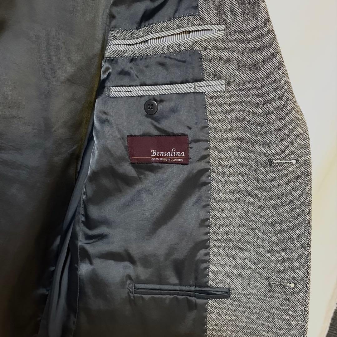 ★りゅうのすけ★【美品】尾州ツイード テーラードジャケット3L グレー系