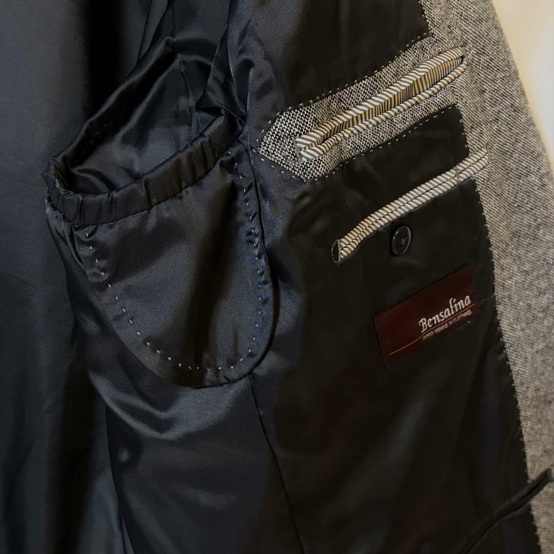 ★りゅうのすけ★【美品】尾州ツイード テーラードジャケット3L グレー系