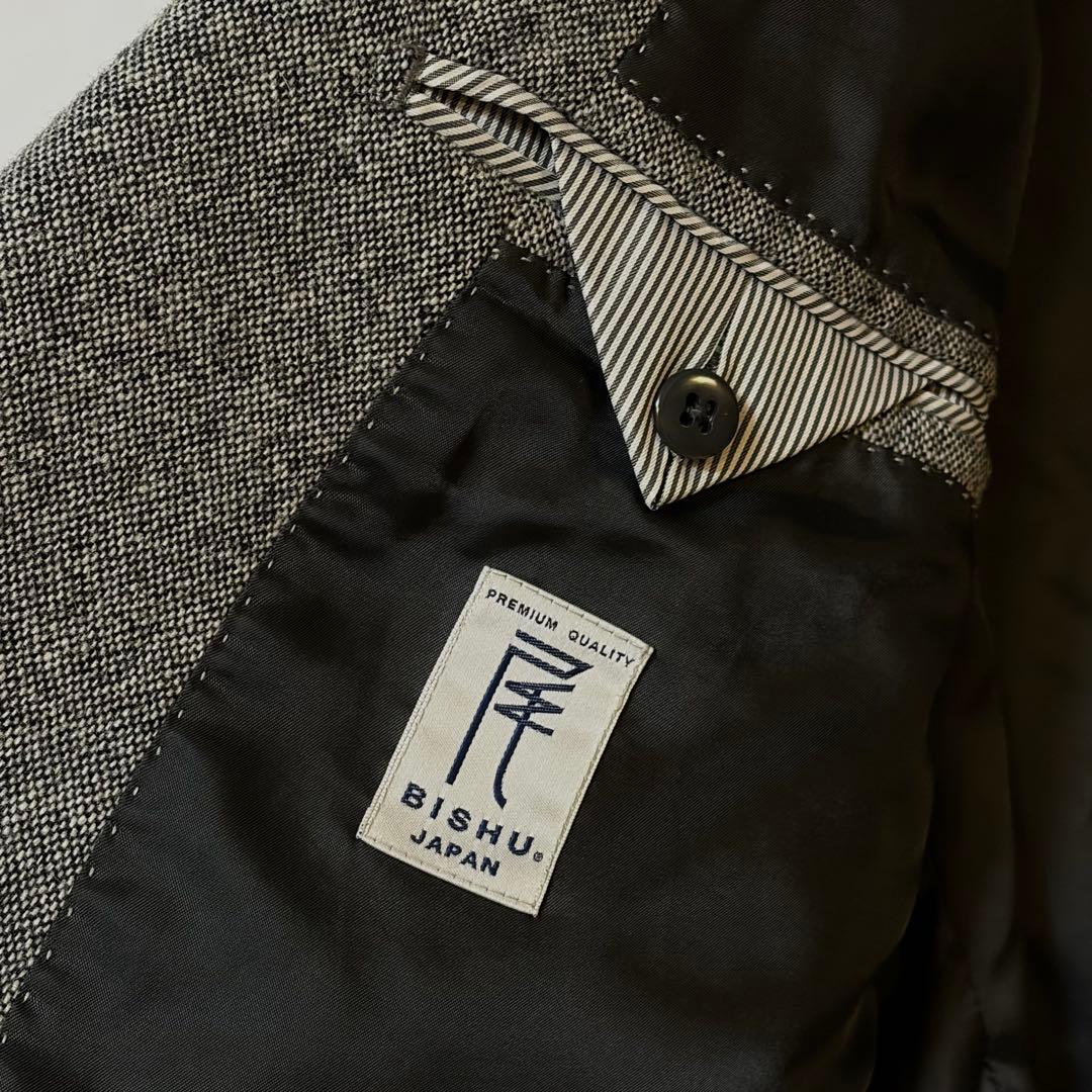 ★りゅうのすけ★【美品】尾州ツイード テーラードジャケット3L グレー系