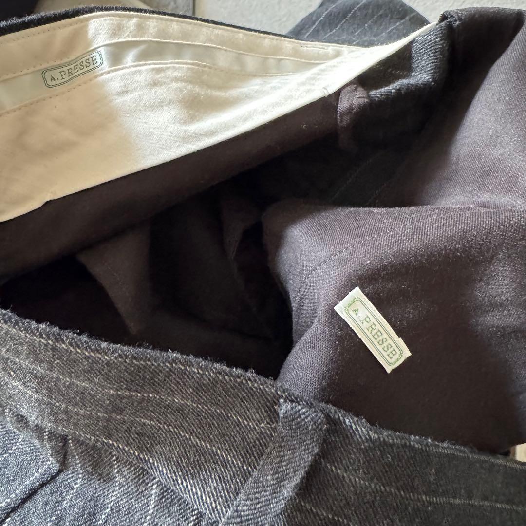 A.PRESSE Wide Tapered Trousers ストライプ