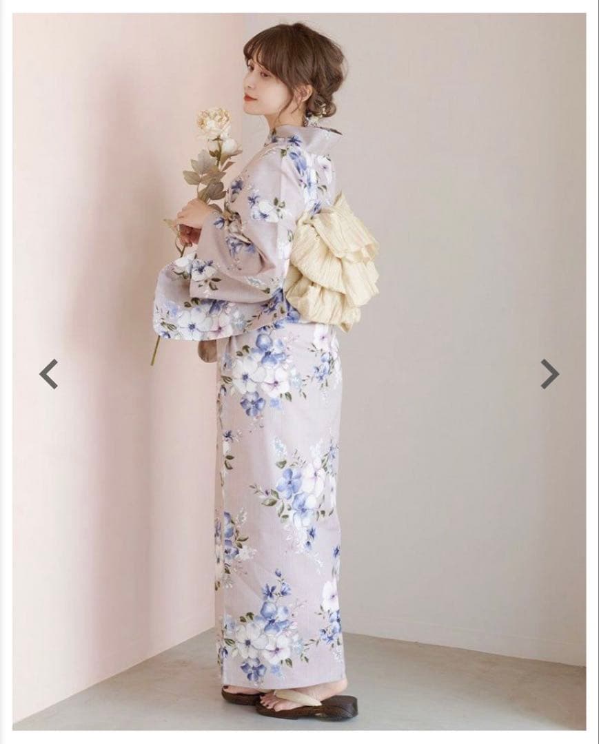 Dita 浴衣　ecru pink flower 薄紫色