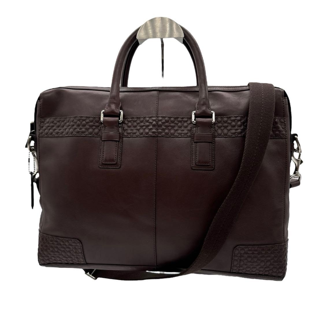 美品 コーチ 2way ビジネスバッグ ブラウン レザー ロゴ刻印