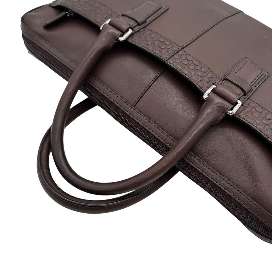 美品 コーチ 2way ビジネスバッグ ブラウン レザー ロゴ刻印