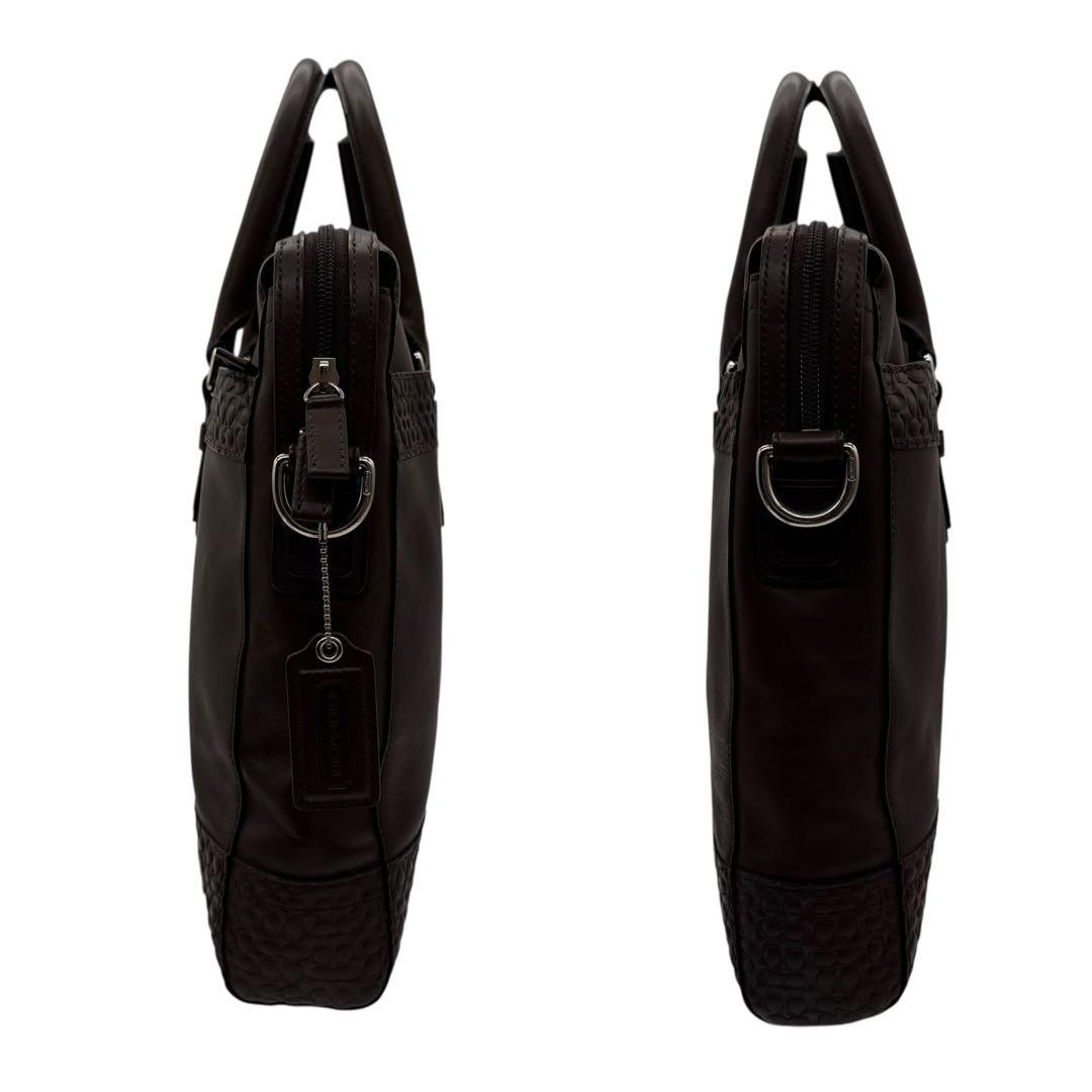 美品 コーチ 2way ビジネスバッグ ブラウン レザー ロゴ刻印