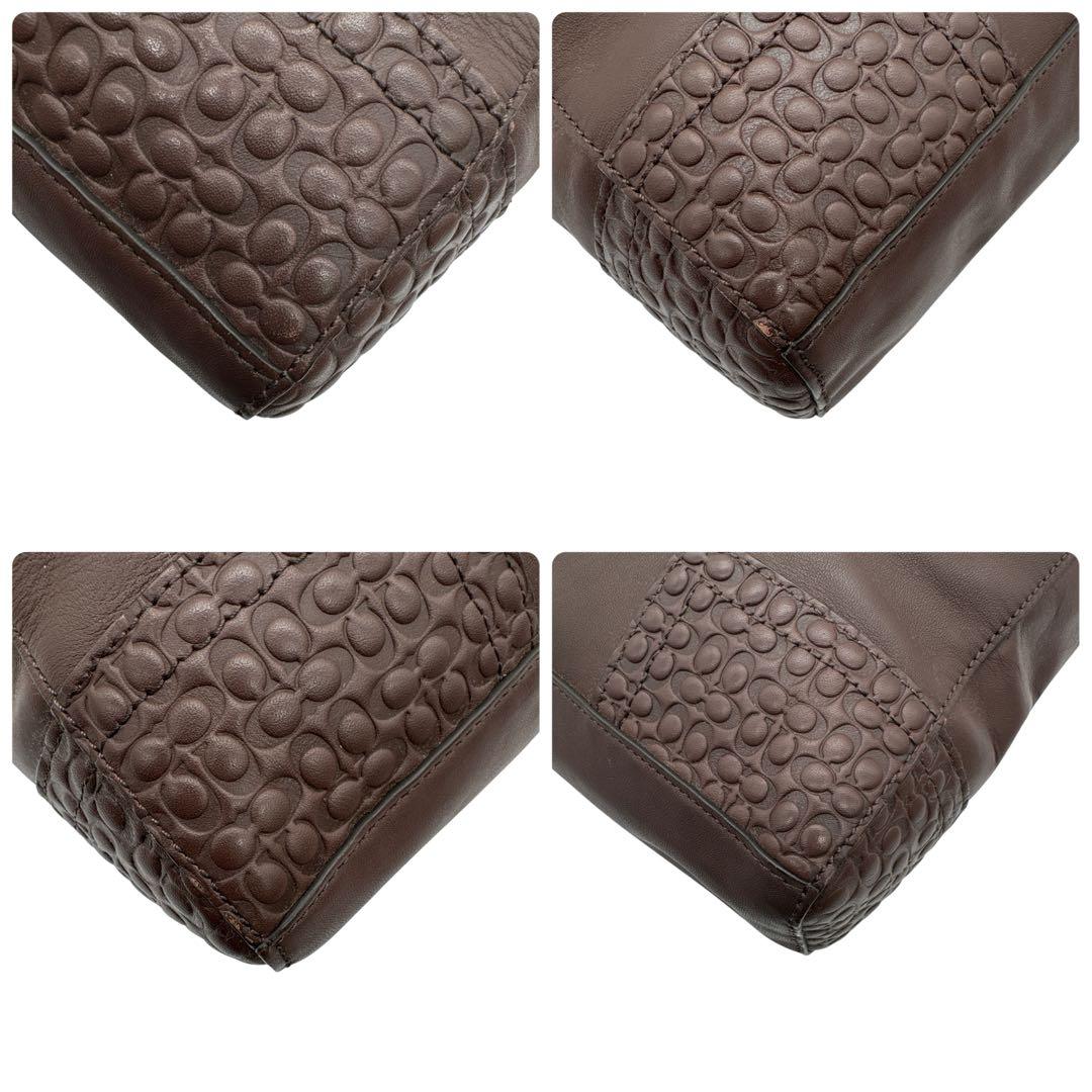 美品 コーチ 2way ビジネスバッグ ブラウン レザー ロゴ刻印