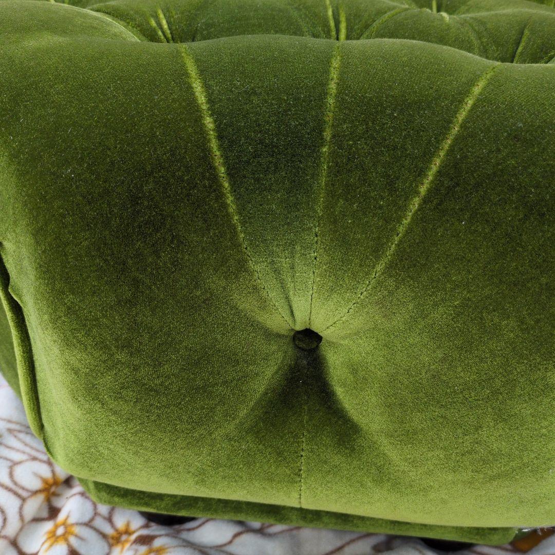 昭和レトロ オールド カリモク グリーン モケット コーナーソファ②ベルベット