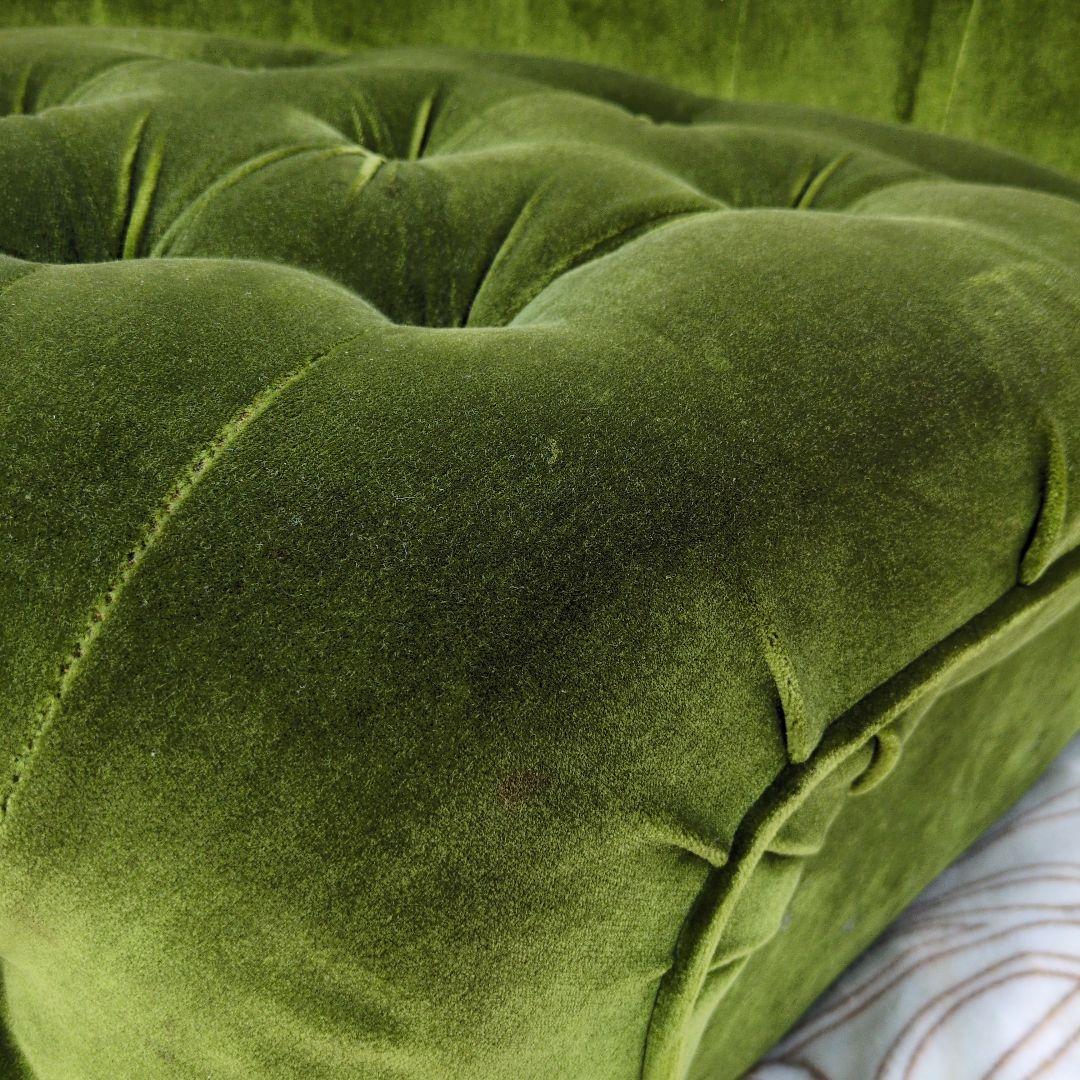昭和レトロ オールド カリモク グリーン モケット コーナーソファ②ベルベット