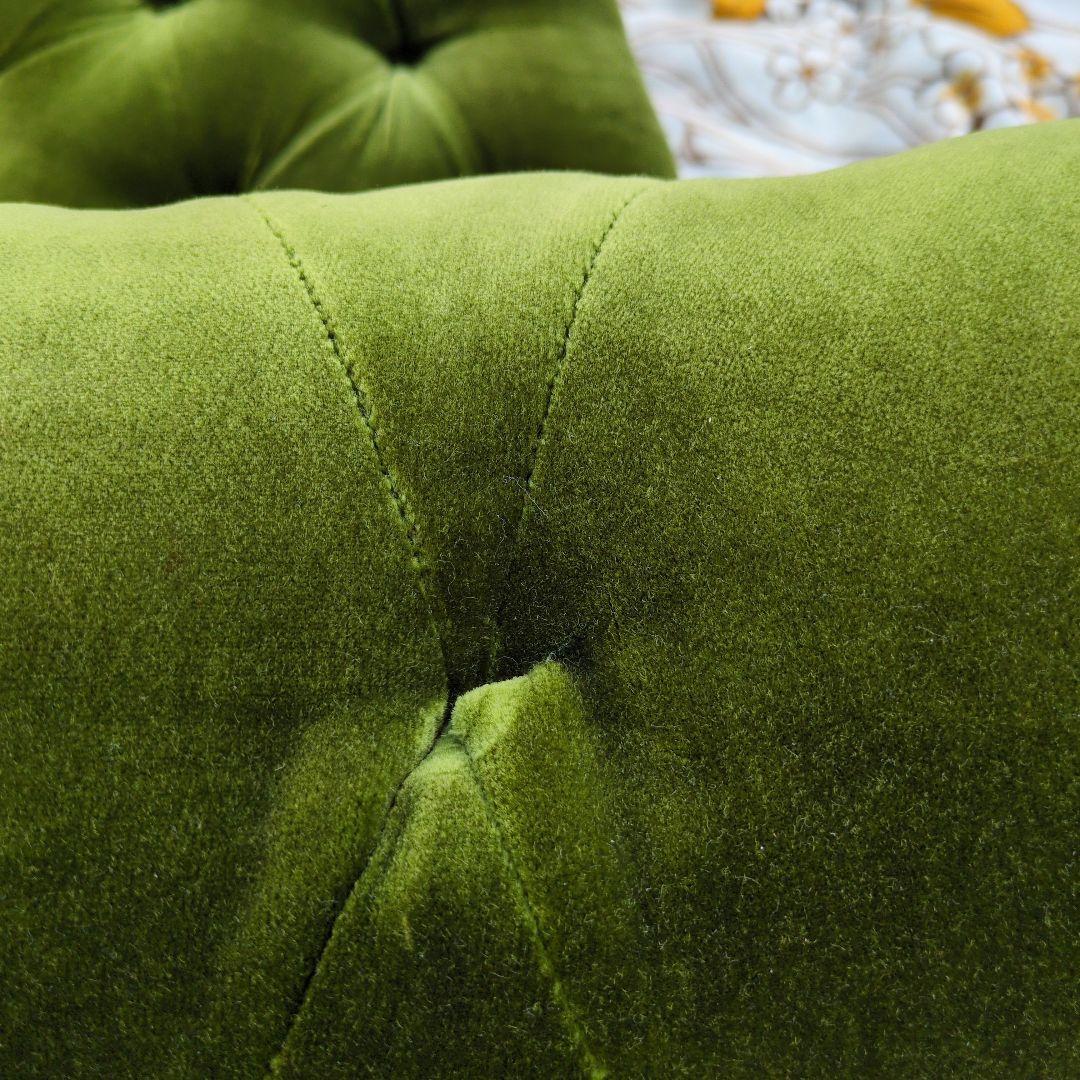 昭和レトロ オールド カリモク グリーン モケット コーナーソファ②ベルベット