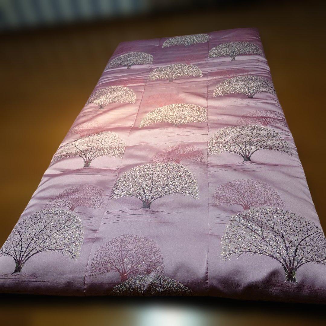 ピンク色 花の木模様 敷き掛け布団/和布団