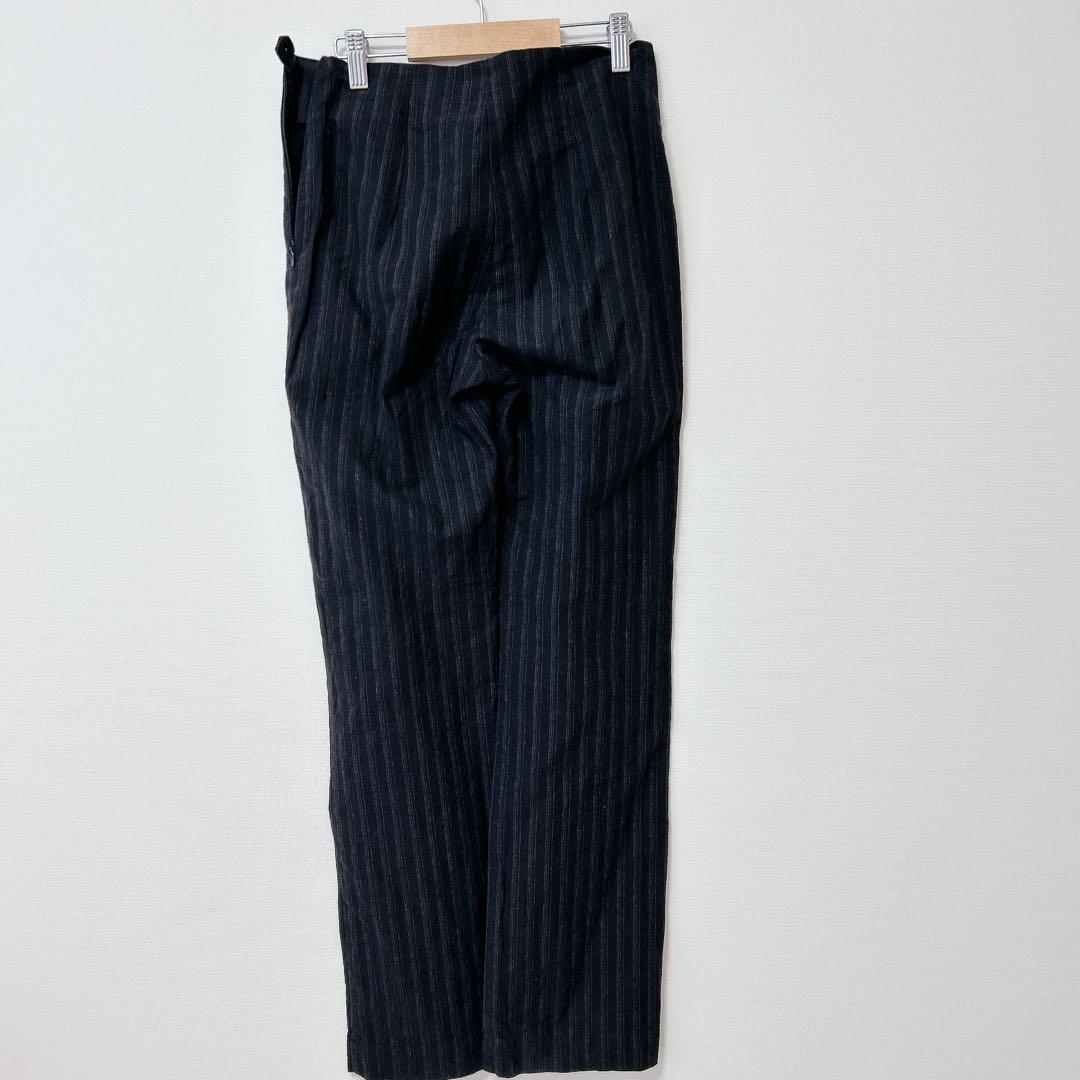 パロマウール ストレートパンツ ネイビー ストライプ S ストラップ付き