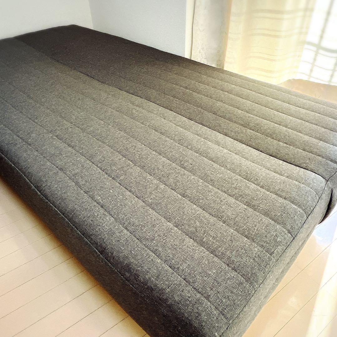 【2/22〆】無印良品 リクライニングソファベッド 木製脚ブラウン 20cm