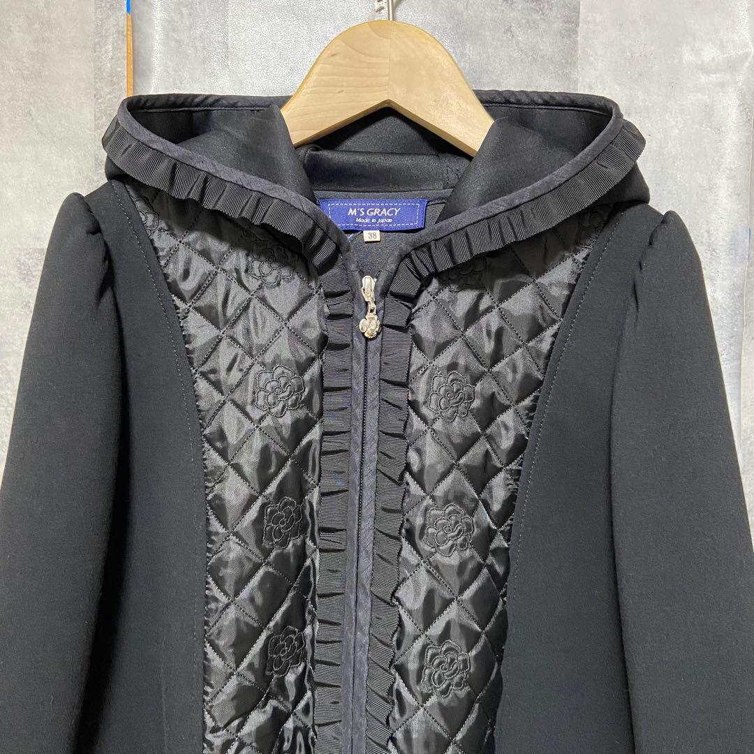 【M'S GRACY】ダンボールニット×キルティングパーカー Mサイズ ブラック