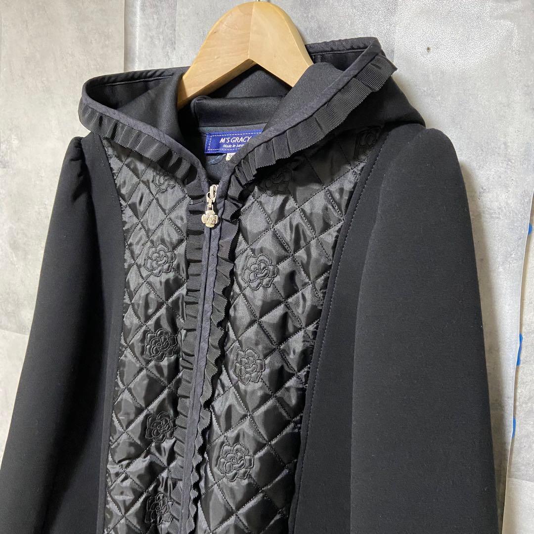 【M'S GRACY】ダンボールニット×キルティングパーカー Mサイズ ブラック
