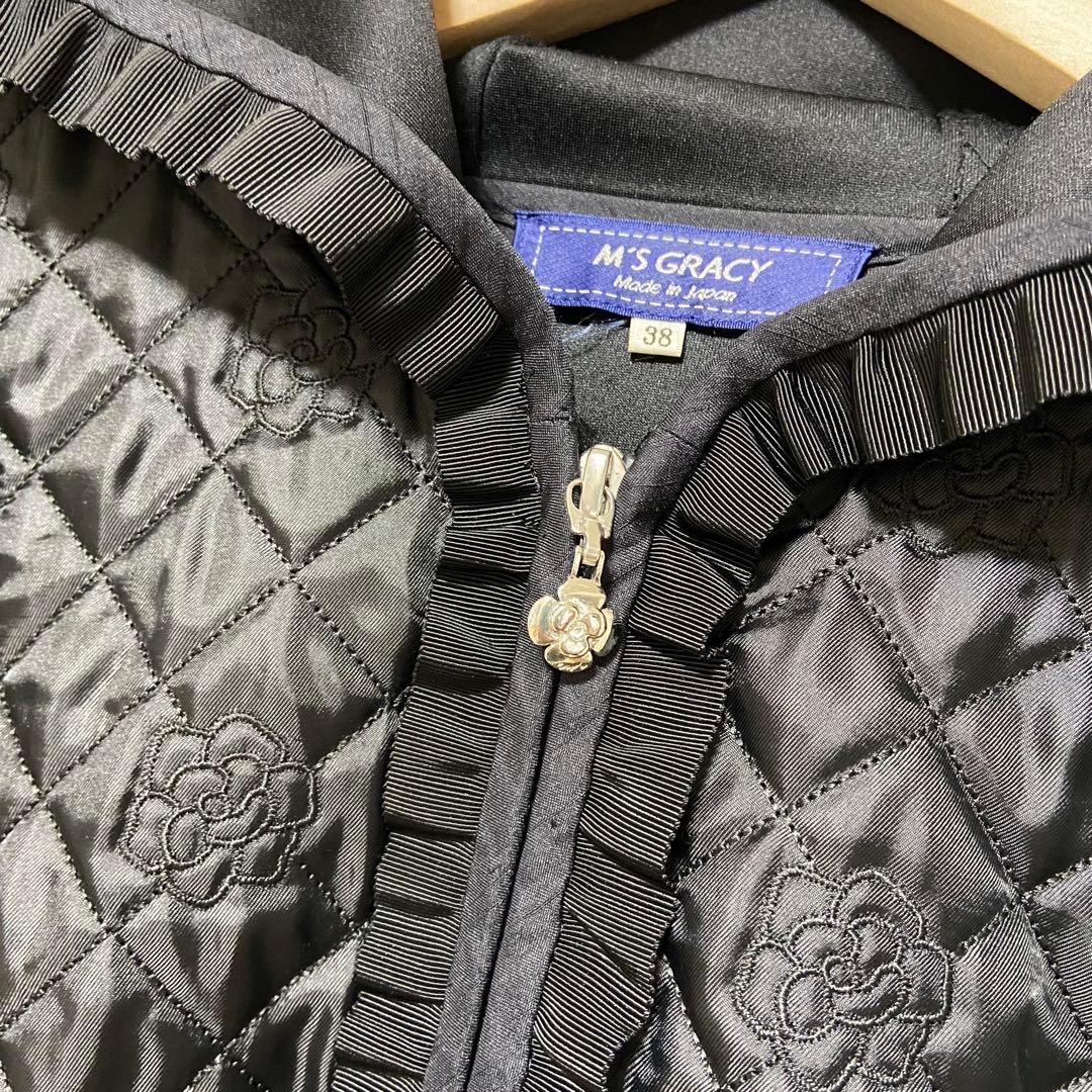 【M'S GRACY】ダンボールニット×キルティングパーカー Mサイズ ブラック