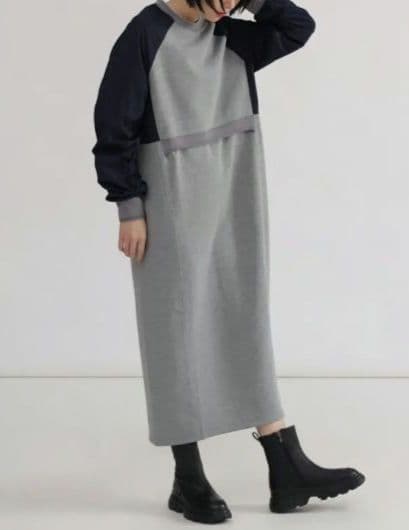 ☆新品、タグ付き☆ LASUD ギャザースリーブ異素材切替OP ヤマダヤ