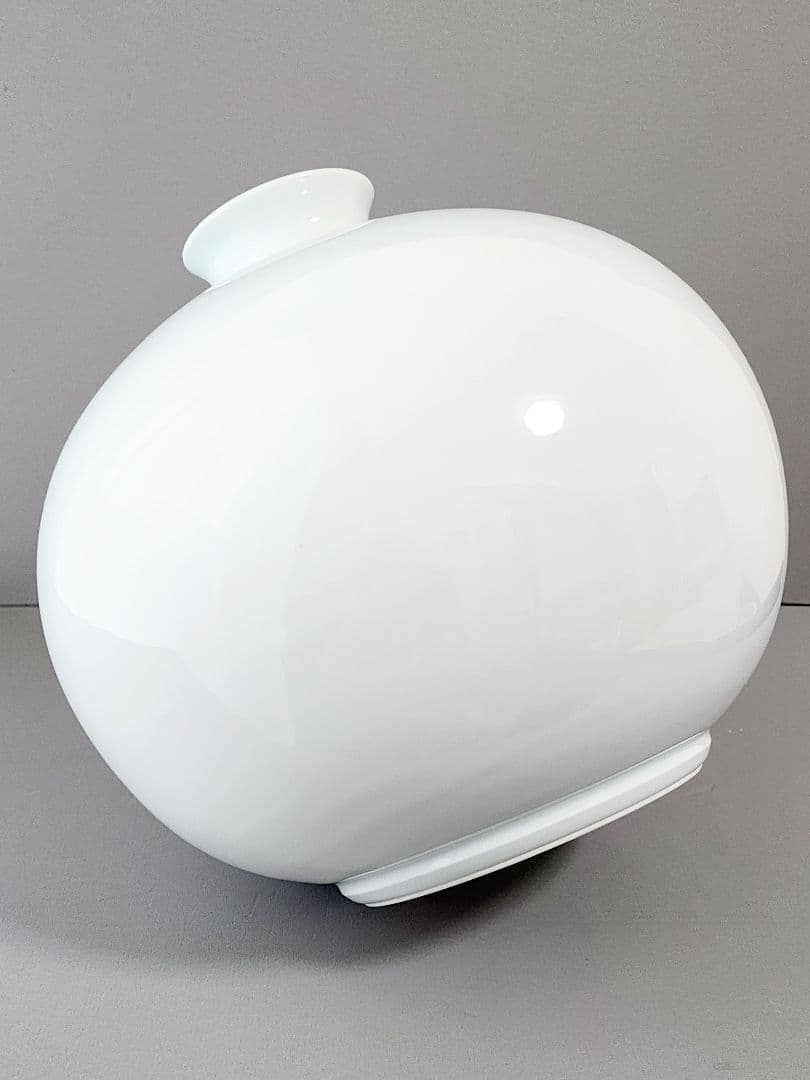 人間国宝　井上萬二　本人作 白磁丸形壷 高さ：約30㎝ 展示用木札　共箱付