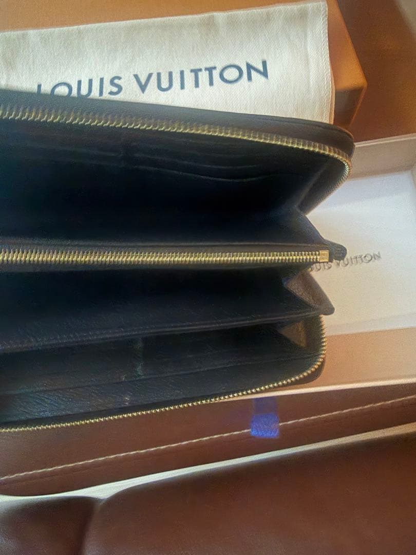 Louis Vuitton 長財布 黒/ベージュ　箱付き